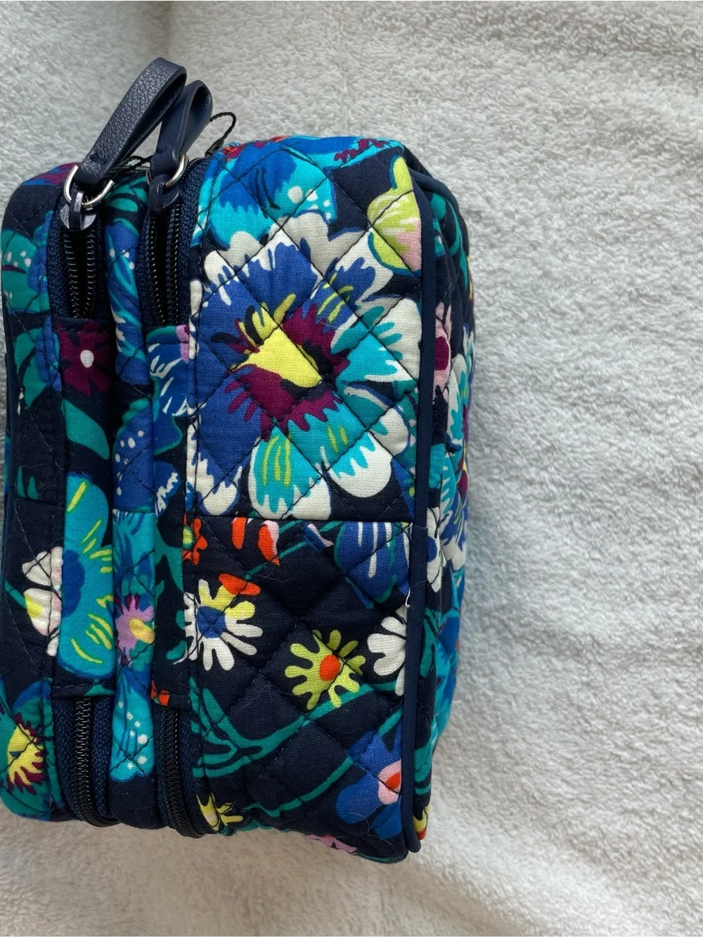 Vera Bradley Iconic Jewelry/Makeup Case Travel Organizer Navy Blue Floral